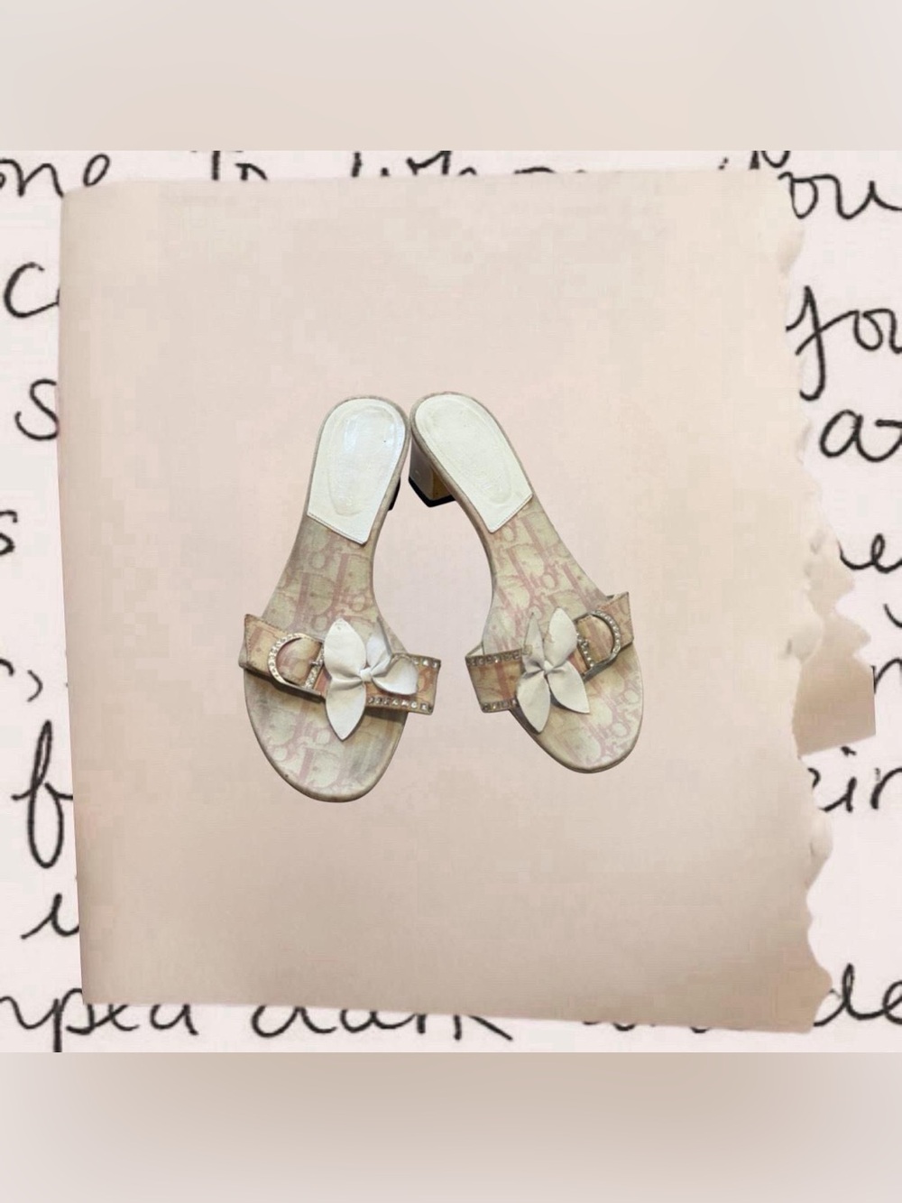 vintage christian dior floral monogram mules